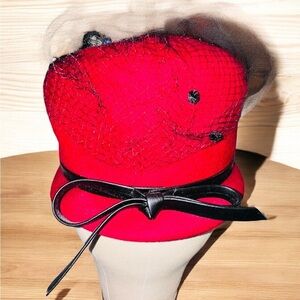 Vintage Glenover Red Hat 100% Wool Henry Pollack New York